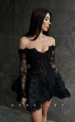 H1618 - Sparkly Sheer Fully Sequined Lace Applique Homecoming Party Dress