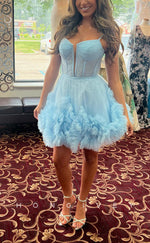 H1783 - Sweet Sheer Sparkly Plunging Illusion Short Graduation Homecoming Party Dress