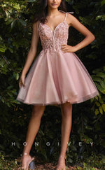 H1806 - Sparkly Floral Lace Embroidered Tiered Short Party Homecoming Graduation Dress