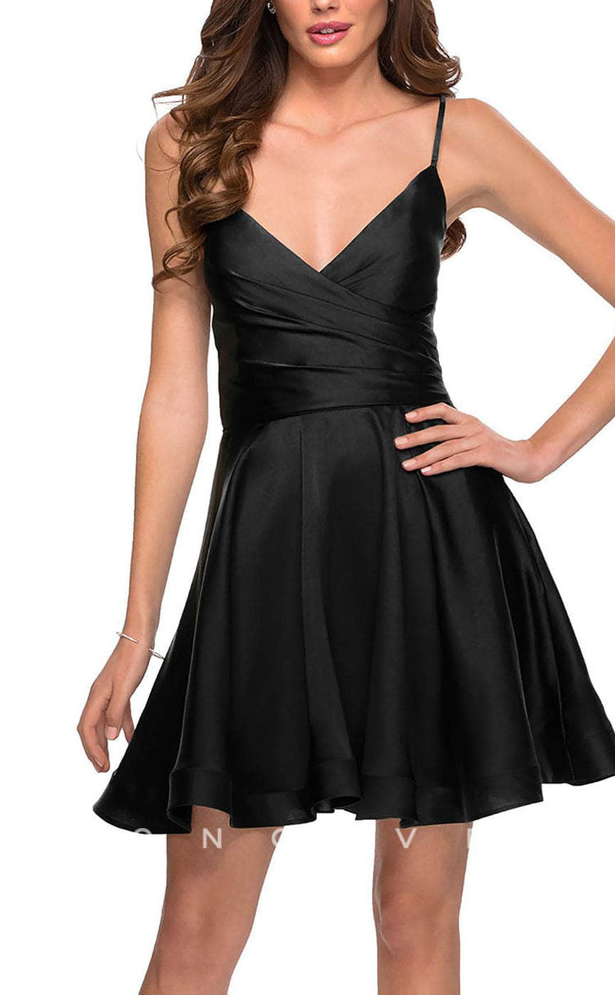H1810 - Simple Sexy Lace-Up Back Short Graduation Party Homecoming Dress