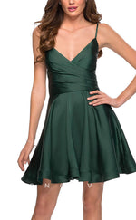 H1810 - Simple Sexy Lace-Up Back Short Graduation Party Homecoming Dress