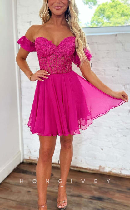 H1889 - Sexy A-Line Sweetheart Appliques Lace-Up Short Homecoming Dress