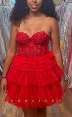 H1905 - Sexy A-Line Empire Sweetheart Illusion Cutout Appliques Ball Gown Short Party/Homecoming Dress