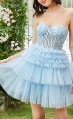 H1905 - Sexy A-Line Empire Sweetheart Illusion Cutout Appliques Ball Gown Short Party/Homecoming Dress