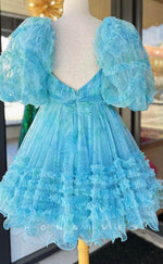 H1910 - Sexy Lace Sweetheart Puff Sleeves Gown Ball Gown Short Party/Homecoming Dress