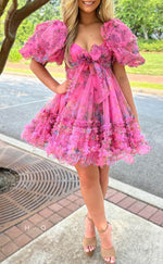 H1910 - Sexy Lace Sweetheart Puff Sleeves Gown Ball Gown Short Party/Homecoming Dress