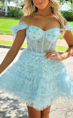 H1912 - Sexy A-Line Off-Shoulder Feathers Appliques Illusion Cutout Short Evening/Homecoming Dress