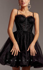 H1917 - Sexy Glitter A-Line Sweetheart Spaghetti Straps Short Evening/Homecoming Dress