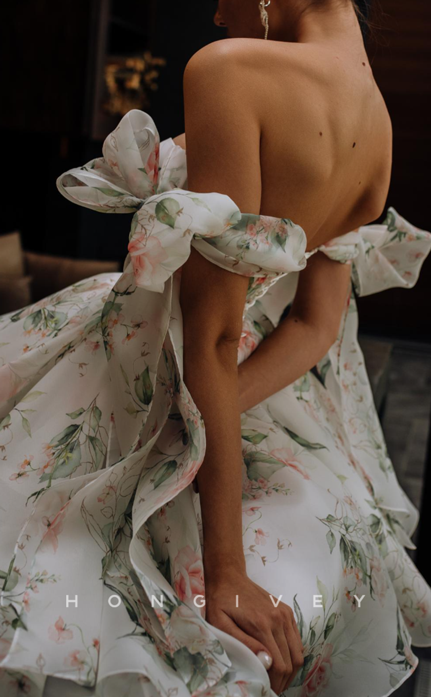 H1926 - Sexy/Grace Bowknot Strappy Sweetheart Chiffon Short Homecoming Dress