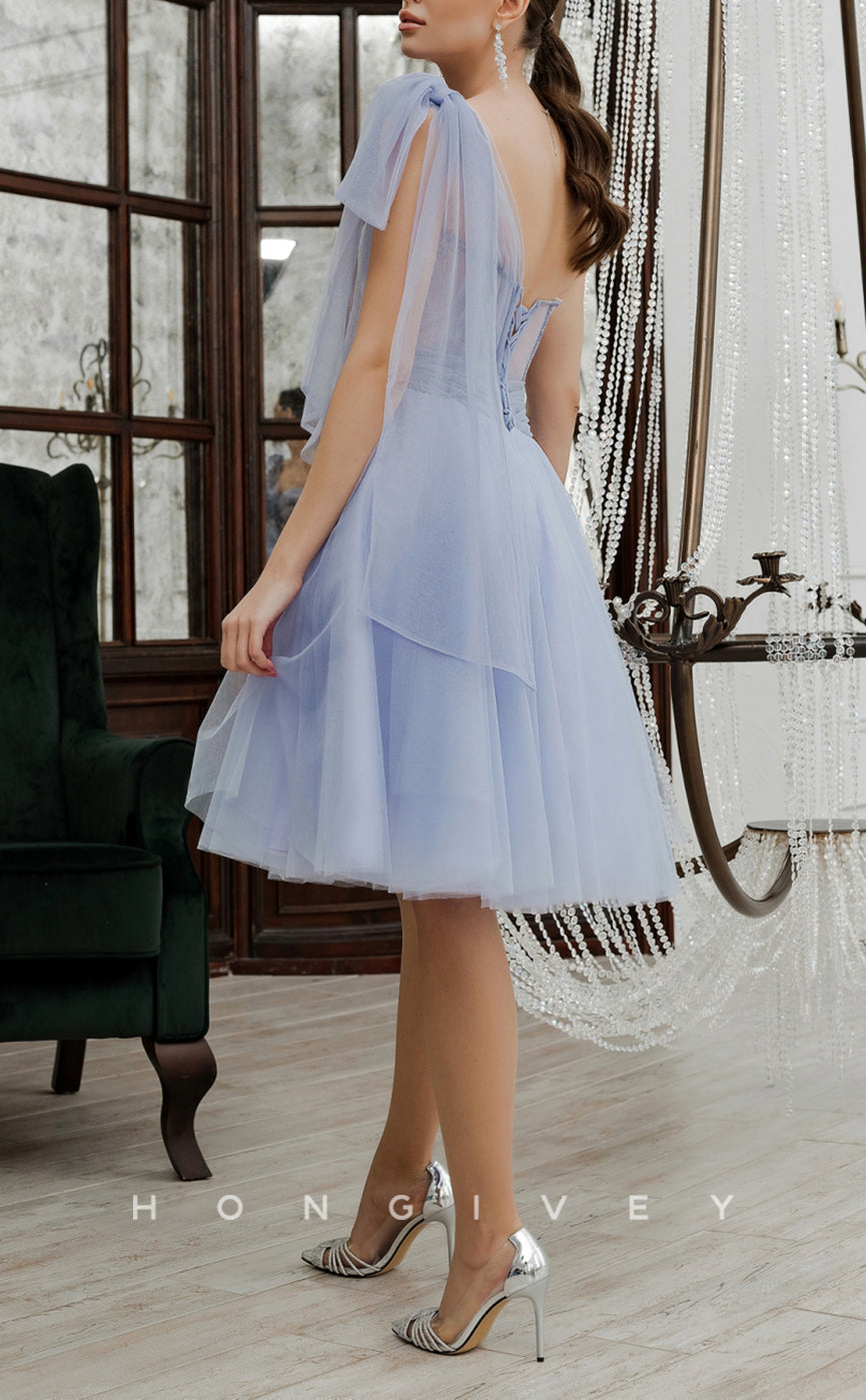 H1929 - Classic/Elegant Empire Sleeveless Bowknot Strappy Short Party/Homecoming Dress