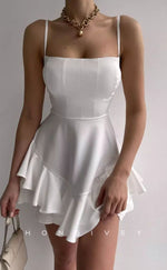 H1949 - Sexy Satin Square Spaghetti Straps Ruffles Short Party/Homecoming Dress