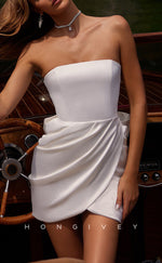 H1974 - Sexy Satin Strapless Empire Ruched Bowknot Embellished Short Party/Homecoming Dress