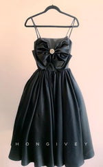 H1993 - Elegant & Luxurious Satin Empire Square Spaghetti Straps Bowknot Short Party/Homecoming Dress