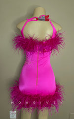 H2023 - Sexy Fitted Square Spaghetti Straps Feathers Short Homecoming Dress