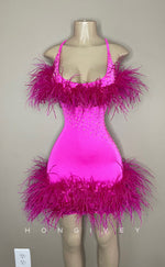 H2023 - Sexy Fitted Square Spaghetti Straps Feathers Short Homecoming Dress