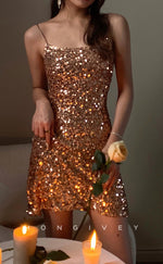 H2050 - Sexy Fitted Glitter Square Spaghetti Straps Sequined Short Party/Homecoming Dress