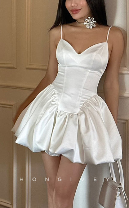 H2054 - Sexy Satin A-Line Empire Sweetheart Spaghetti Straps Short Party/Homecoming Dress