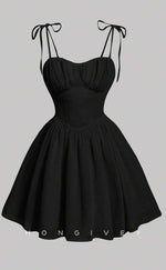 H2055 - Simple Satin A-Line Empire Sweetheart Spaghetti Straps Short Party/Homecoming Dress