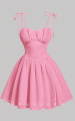 H2055 - Simple Satin A-Line Empire Sweetheart Spaghetti Straps Short Party/Homecoming Dress