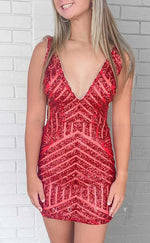 H2068 - Sexy Fitted Glitter V-Neck Backless Sequins Short Party/Homecoming Dress