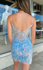 H2069 - Sexy Fitted Glitter Illusion Sweetheary Spaghetti Straps SequinsShort Party/Homecoming Dress