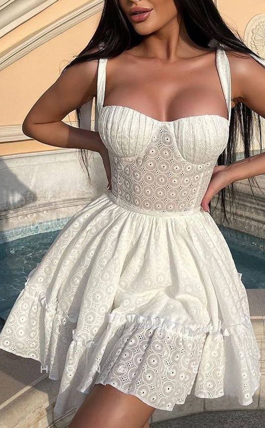 H2078 - Sexy Satin A-Line Sweetheart Spaghetti Straps Short Party/Homecoming Dress