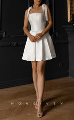 H2085 - Sexy Satin A-Line Square Bowknot Straps With Pockets Short Party/Homecoming Dress