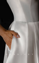 H2085 - Sexy Satin A-Line Square Bowknot Straps With Pockets Short Party/Homecoming Dress