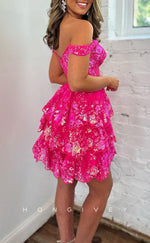 H2114 - Sexy Glitter A-Line Sweetheart Straps Tiered Ball Gown Short Party/Homecoming Dress