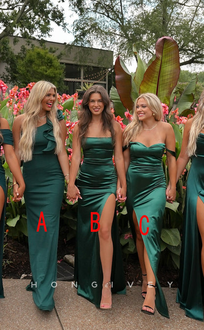 HB046 - Sexy Satin Fitted Different Styles Cheap Prom Party Bridesmaid Dress