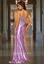 Stunning Off-Shoulder Lilac Mermaid Prom Dress Beads Sleeveless Satin Quinceanera Dress