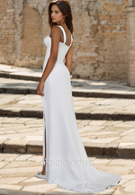 Simple Sweetheart Trumpet Satin Wedding Dress Spaghetti Straps Floor Lenghth Bridal Dresses