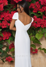 Fashional Satin Short Sleeves Trumpet Wedding Dress with Side Slit