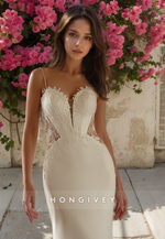 HONGIVEY Sexy Straps Mermaid Wedding Dress Applique Sweetheart Sleeveless Bride Gown