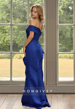 Sheath Asymmetrical Off-Shoulder with Bow Mother of the Bride Dress