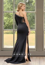 Luxurious Beaded One Shoulder Mother of the Bride Dress