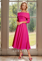 HONGIVEY Elegant Sleeves Long Chiffon Mother of the Bride/Groom Dress with Bow