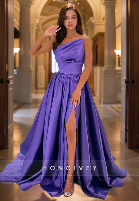 HONGIVEY One Shoulder A-Line Evening Dress Women Classic Formal Party Prom Gown