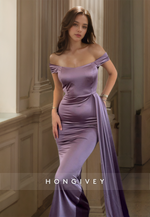 HONGIVEY Elegant Off-Shoulder Mermaid Satin Evening Dress Formal Party Gown Custom