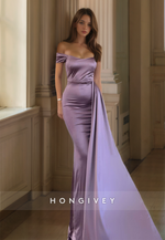 HONGIVEY Elegant Off-Shoulder Mermaid Satin Evening Dress Formal Party Gown Custom