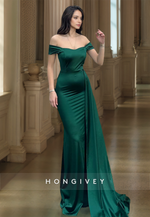 HONGIVEY Elegant Off-Shoulder Mermaid Satin Evening Dress Formal Party Gown Custom