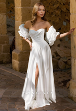HONGIVEY Sweetheart Strapless Wedding Dresses Classic Off-Shoulder A-Line Bride Dress