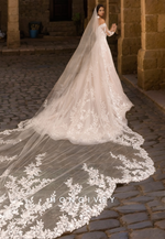 HONGIVEY Lace Applique Wedding Dress with Train 2024 New Gorgeous Bride Gown