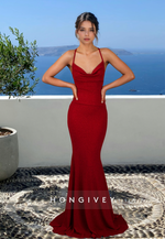 HONGIVEY Sexy Fitted Open Back Straps Mermaid Evening Dress Formal Party Gown