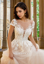 Short Sleeves A-Line Tulle Classic Wedding Dress Bride Gown 2025 HONGIVEY