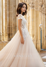 Short Sleeves A-Line Tulle Classic Wedding Dress Bride Gown 2025 HONGIVEY