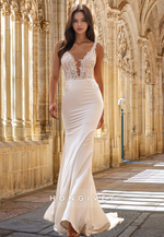 Sexy Open Back Straps Mermaid Applique Satin Bride Wedding Dress Gown HONGIVEY