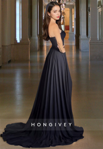 One Shoulder A-Line Slit Ruche Formal Evening Dress Prom Gown HONGIVEY