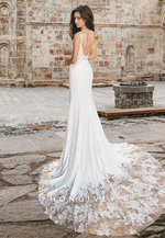 Chic Spaghetti Straps Applique Trumpet Satin Wedding Dress HONGIVEY