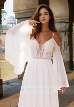 Spaghetti Straps Off-Shoulder Sleeves Tulle A-Line Engagement Wedding Dress